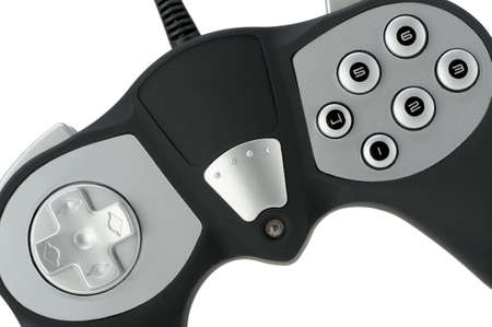 Photo gamepad. Closeup. Grey and black colorの写真素材