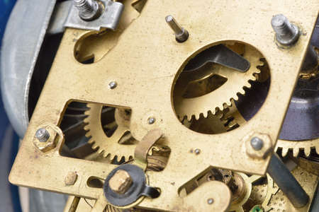 Mechanismthe old alarm clock. Photo closeup, selective focusの写真素材