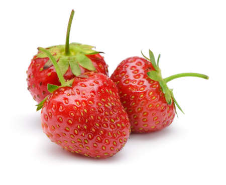 Strawberries. Detailed berries isolated on white backgroundの写真素材