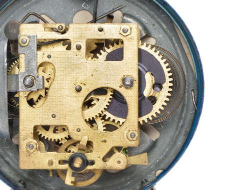 Mechanismthe old alarm clock. Photo closeup, selective focusの写真素材