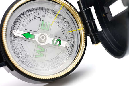 compass. Isolated on white background.Instrument that indicates magnetic northの写真素材