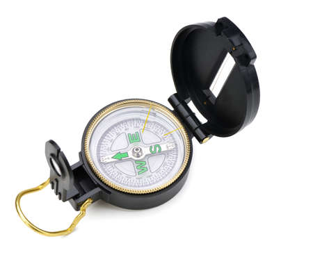 compass. Isolated on white background.Instrument that indicates magnetic northの写真素材