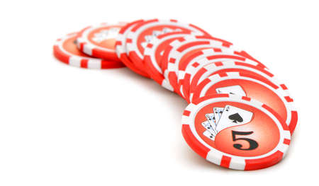 Gaming chips. Isolated on white backgroundの写真素材