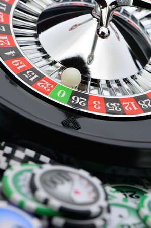 Roulette wheel in casino closeup. High detailed photoの写真素材