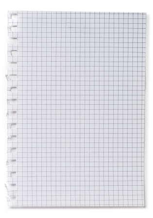 Torn page of notebook. Isolated on a white background with a shadowの写真素材