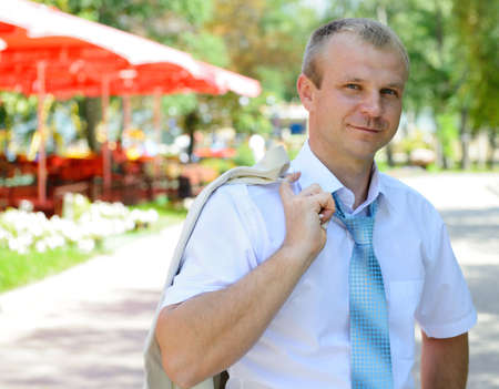 A young businessman in a white shirt and tieの写真素材