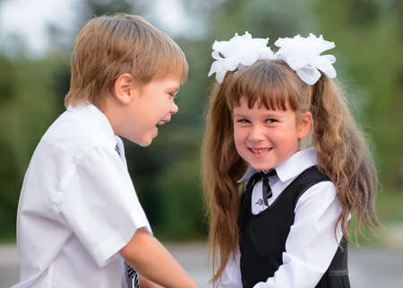 Preschool children a boy and a girl. Photography outdoorsの写真素材