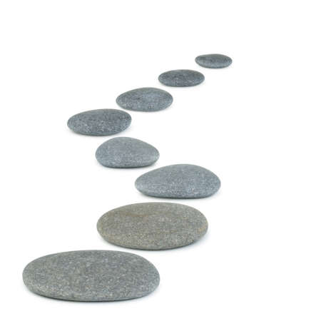 Row pebbles. Sea stones. It is isolated on a white backgroundの写真素材