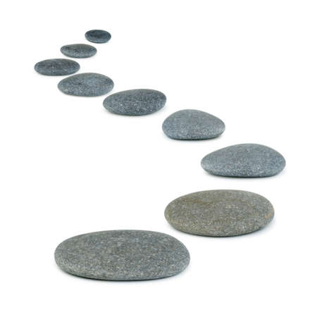 Row pebbles. Sea stones. It is isolated on a white background