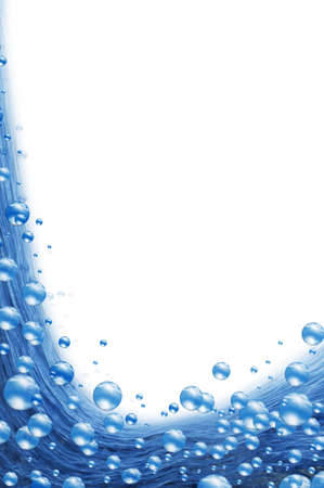 bubbles and wave water. Isolated on white backgroundの写真素材