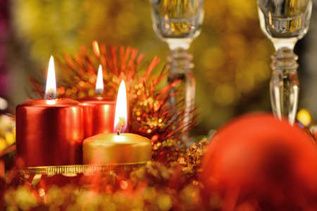 Festive decorations with candles. The color redの写真素材