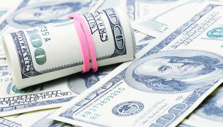 Rolls of dollars.Highly detailed picture of American moneyの写真素材