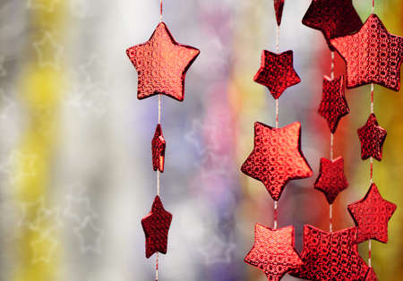 Garland of stars. Very blurred backgroundの写真素材