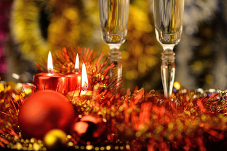 Festive decorations with candles. The color redの写真素材