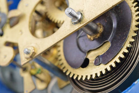 Mechanismthe old alarm clock. Photo closeup, selective focusの写真素材