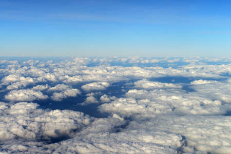 Sky with clouds. view from an airplaneの写真素材