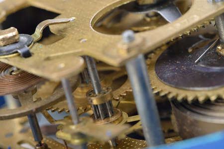 Mechanismthe old alarm clock. Photo closeup, selective focusの写真素材