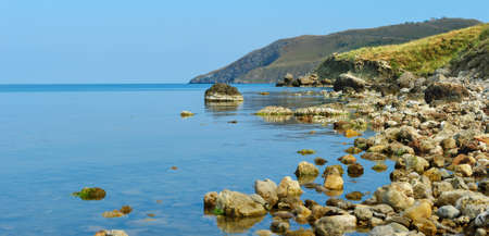 The big stones on sea coast. A sea landscapeの写真素材