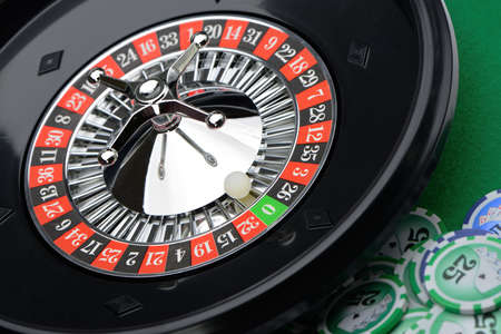 Roulette wheel in casino closeup. High detailed photoの写真素材