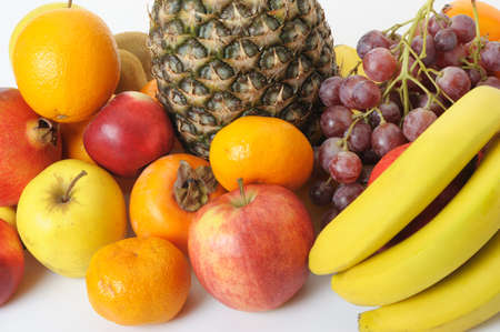 Set of exotic fruit. A detailed photo on a white backgroundの写真素材