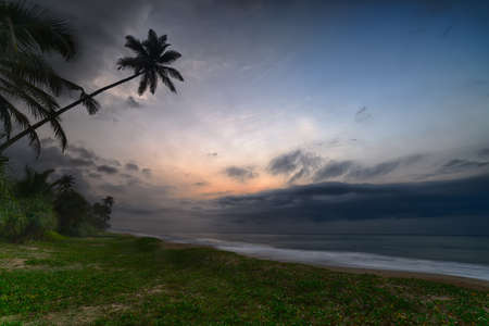 evening sky over the ocean. The coast of the Indian ocean. The Island Of Sri Lankaの写真素材