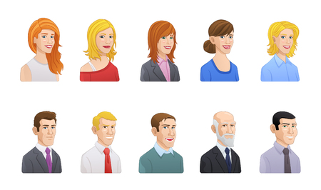 Cartoon style vector business people avatarsのイラスト素材