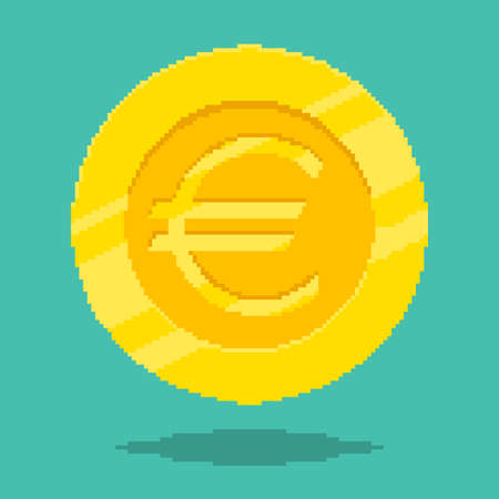 Pixel art style vector illustration of euro coinのイラスト素材