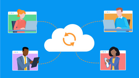 Team communication via cloud connection. Employees connect via the app. They work on a laptop,...