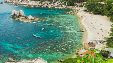 Tanote Bay with Beautiffull Coral Reef, Koh Tao, Thailand.の写真素材