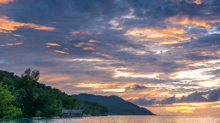 Sunset Sky over Kri and Monsuar, West Papuan, Raja Ampat, Indonesia.の写真素材