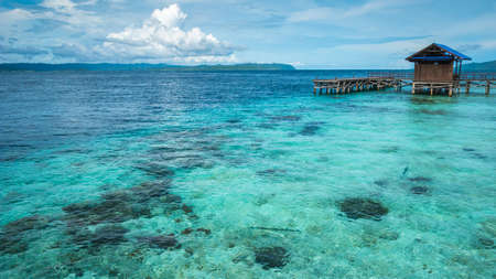 Pier on Arborek Island - Raja Ampat, West Papua, Indonesia.の写真素材