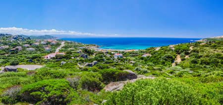 Beautiful overview wide shot of Costa Paradiso, Sardinia, Italyの写真素材