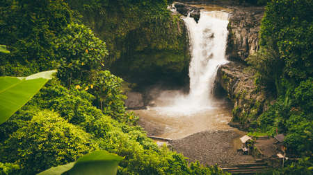 Overlook to amazing Tegenungan Waterfall. Ubud in Bali, Indonesiaの写真素材