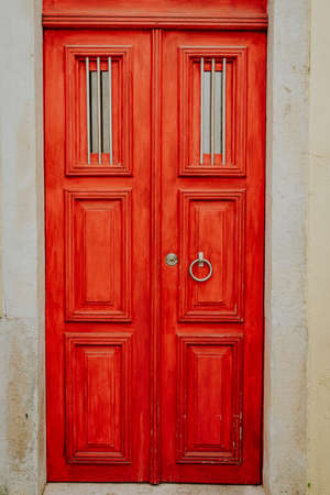 Detail of portuguese architecture in Lisbon: Old tradition colorful house door in Lissabon, Lisboa Portugalの写真素材