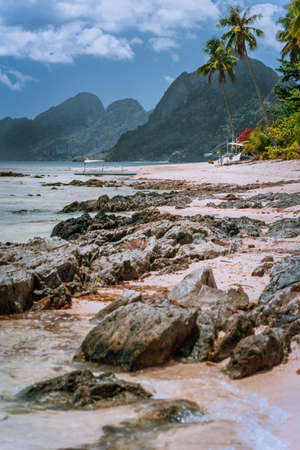 Beautiful amazing nature scenery. Tropical landscape in Philippines. beach at low tide with great...