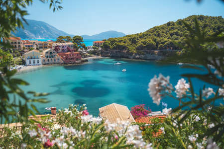 Assos town on Cephalonia Ionian island in Greece. Summer travel vacationの写真素材