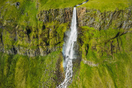 Bjarnarfoss Waterfall near by Budir at the Snaefellsnes Peninsula in Icelandの写真素材