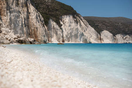 Remote and hidden Fteri beach in Keflaonia Island, Greece, Europeの写真素材