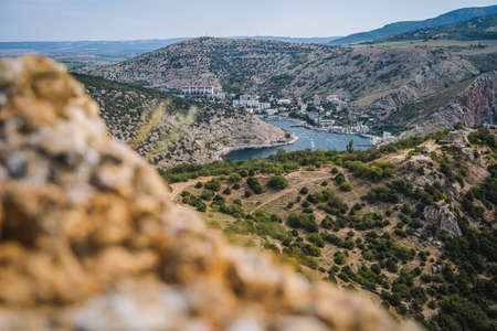 Balaklava bay embankment in Crimea, Russiaの写真素材