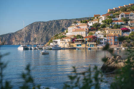Assos town on Cephalonia Ionian island in Greece. Summer travel vacationの写真素材