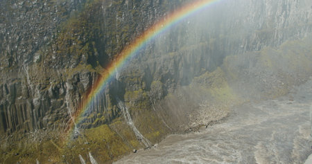 Iceland Canyon and river near Dettifoss waterfall, the most powerful waterfall in Europeの写真素材