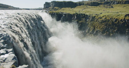 Impressive powerful Dettifoss waterfall, Iceland, Europeの写真素材