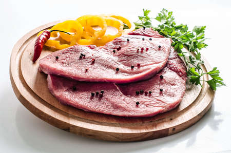 beef steak with peppers and parsley