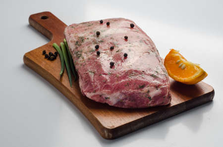 pork meat, lemon, black pepperの写真素材