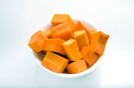 pumpkin shelled in the bowlの写真素材