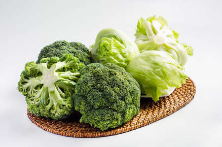 broccoli and lettuceの写真素材