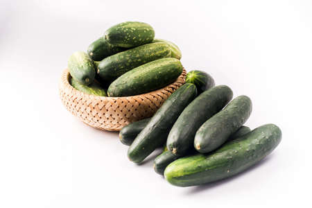 basket of cucumbersの写真素材