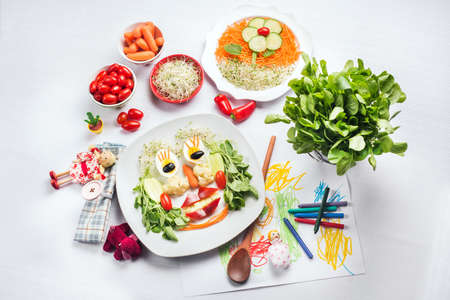 salad face for children, with toysの写真素材
