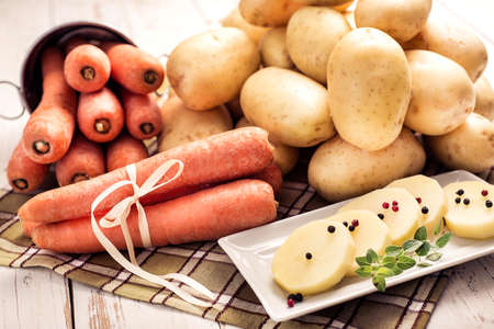 Carrots and potatosの写真素材