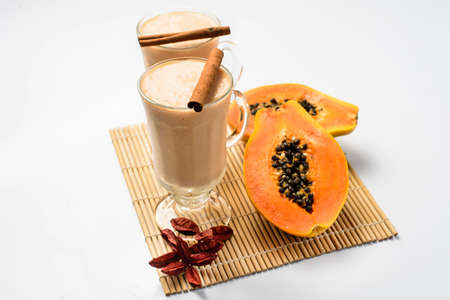 papaya shake with cinnamonの写真素材